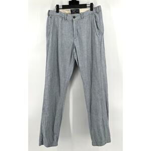 Abercrombie Rustin Athletic Slim Pinstripe Linen Pants Blue/White 32x32